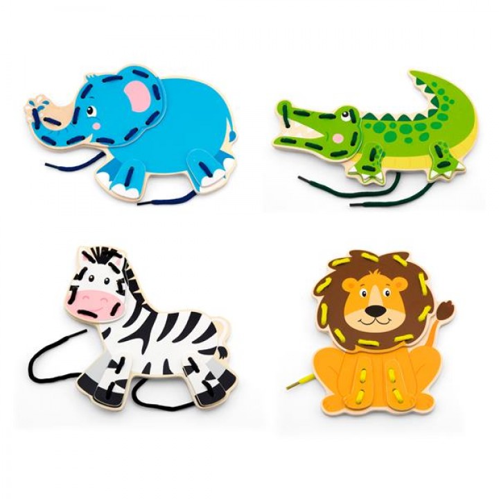 Дерев'яна шнурівка Viga Toys Африканські звірята (5132621)