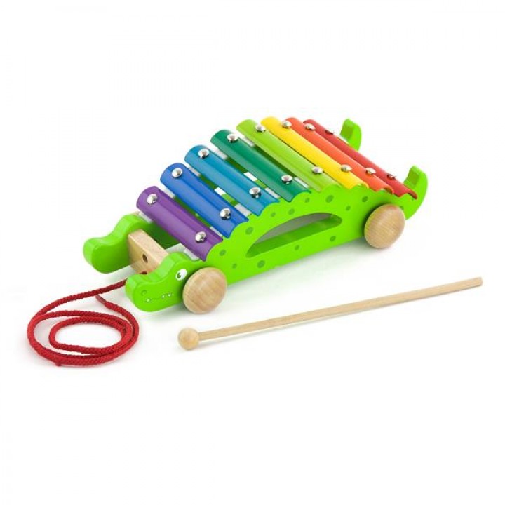 Дерев'яний ксилофон-каталка Viga Toys Крокодил (5034221)