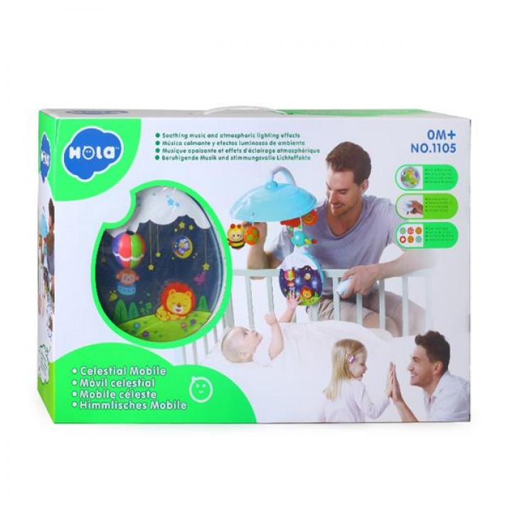 Музичний мобіль на ліжечко Hola Toys з проектором і пультом (1105)