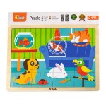 Дерев'яний пазл Viga Toys Домашні вихованці, 16 ел. (5145321)