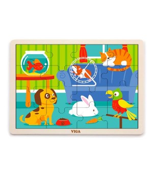 Дерев'яний пазл Viga Toys Домашні вихованці, 16 ел. (5145321)