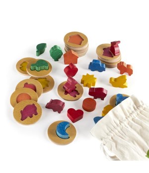 Пазл-сортер Guidecraft Manipulatives Кольорові фігурки, в мішечку (G670821) Пазл-сортер Guidecraft Manipulatives Кольорові фігурки, в мішечку (G670821)