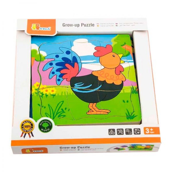 Дерев'яний багатошаровий пазл Viga Toys Півник (5011321)