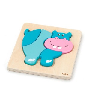 Дерев'яний міні-пазл Viga Toys Бегемотик (5993221)