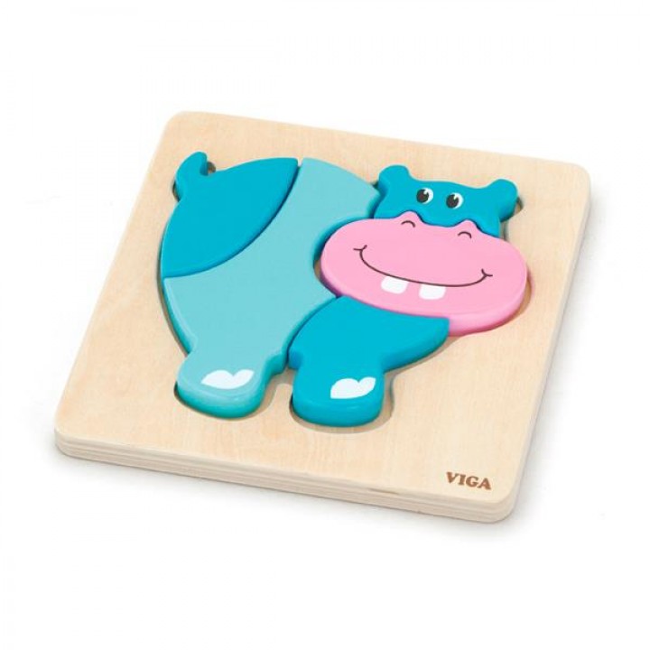 Дерев'яний міні-пазл Viga Toys Бегемотик (5993221)