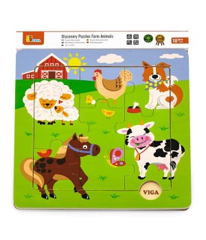 Дерев'яний пазл Viga Toys Звірята на фермі (5083721)