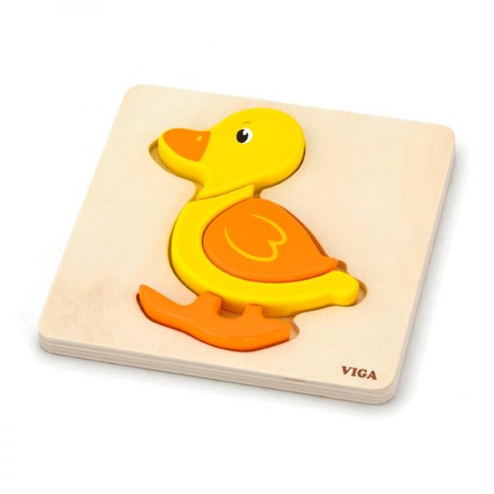 Дерев'яний міні-пазл Viga Toys Каченя (5992921)