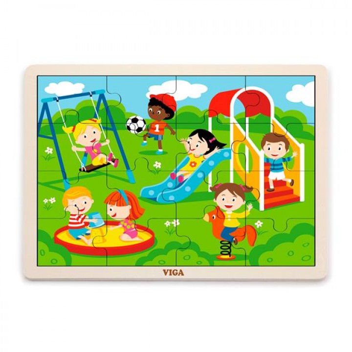 Дерев'яний пазл Viga Toys Парк розваг, 16 ел. (5145421)