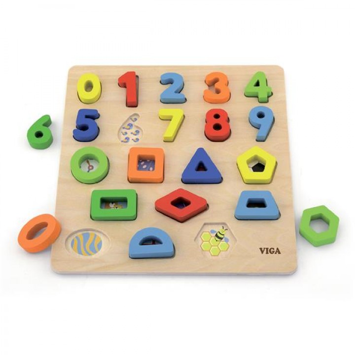 Дерев'яний пазл Viga Toys Цифри і фігури (5011921)
