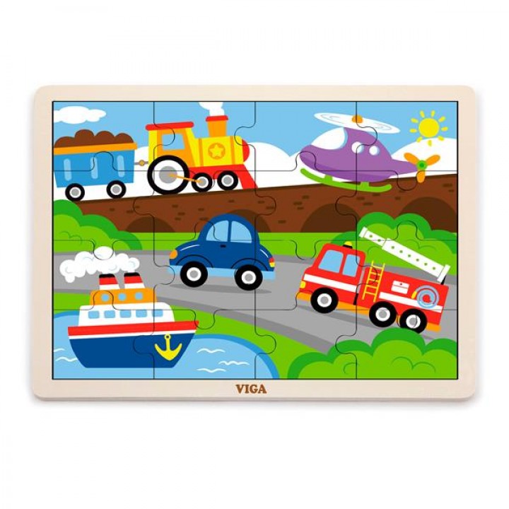 Дерев'яний пазл Viga Toys Транспорт, 16 ел. (5145621)
