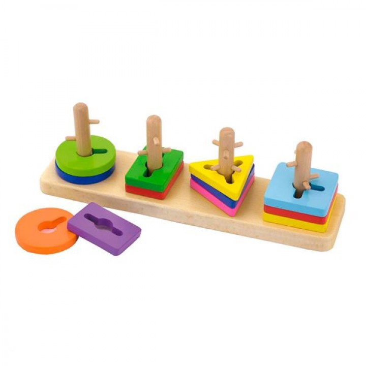 Дерев'яна логічна пірамідка-ключ Viga Toys Кольорові фігури (5096821)