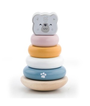 Дерев'яна пірамідка Viga Toys PolarB Білий ведмедик, неваляшка (44005)