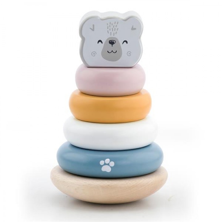 Дерев'яна пірамідка Viga Toys PolarB Білий ведмедик, неваляшка (44005)