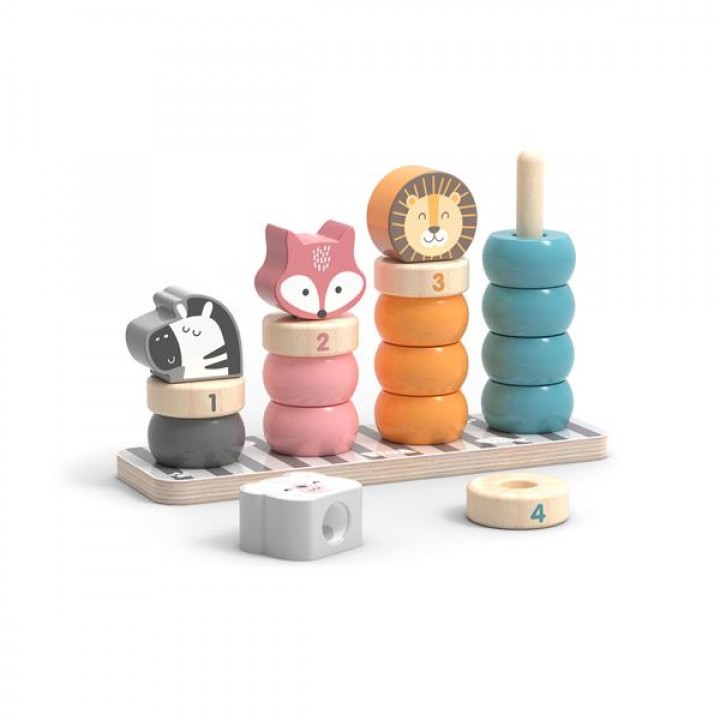 Дерев'яний сортер-пірамідка Viga Toys PolarB Звірята (44022)