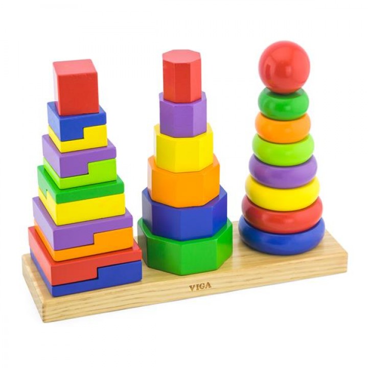Набір дерев'яних пірамідок Viga Toys Три фігури (5056721)