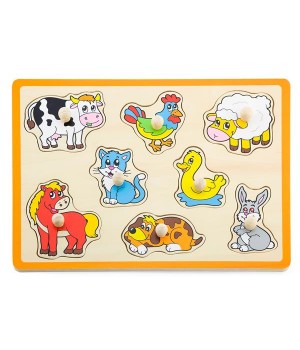 Дерев'яна рамка-вкладиш Viga Toys Домашні тварини (5001721)