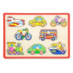 Дерев'яна рамка-вкладиш Viga Toys Кольоровий транспорт (5001621)