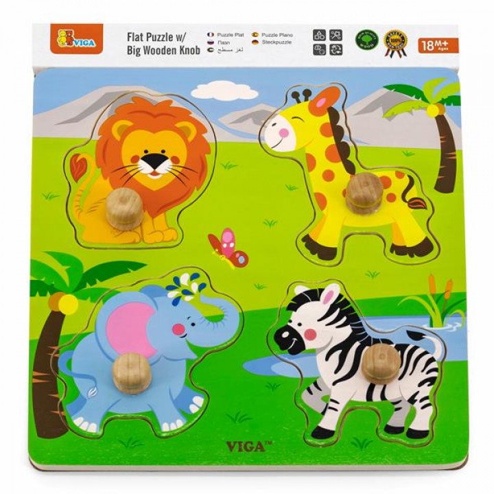 Дерев'яна рамка-вкладиш Viga Toys Звірята в Африці (5084021)