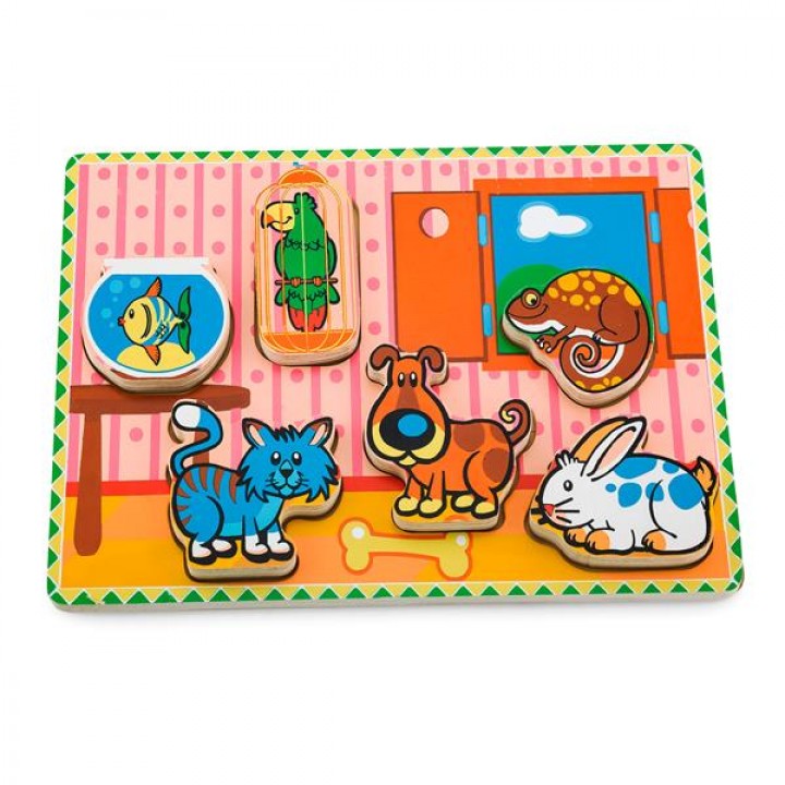 Дерев'яна рамка-вкладиш Viga Toys Домашні вихованці (5644021)