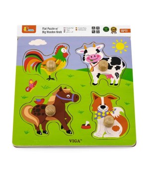 Дерев'яна рамка-вкладиш Viga Toys Звірята на фермі (5083921)