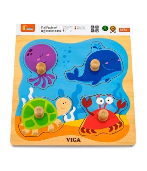 Дерев'яна рамка-вкладиш Viga Toys Морські мешканці (5013221)
