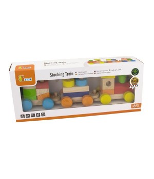 Дерев'яний поїзд Viga Toys Кольорові кубики (5161021)