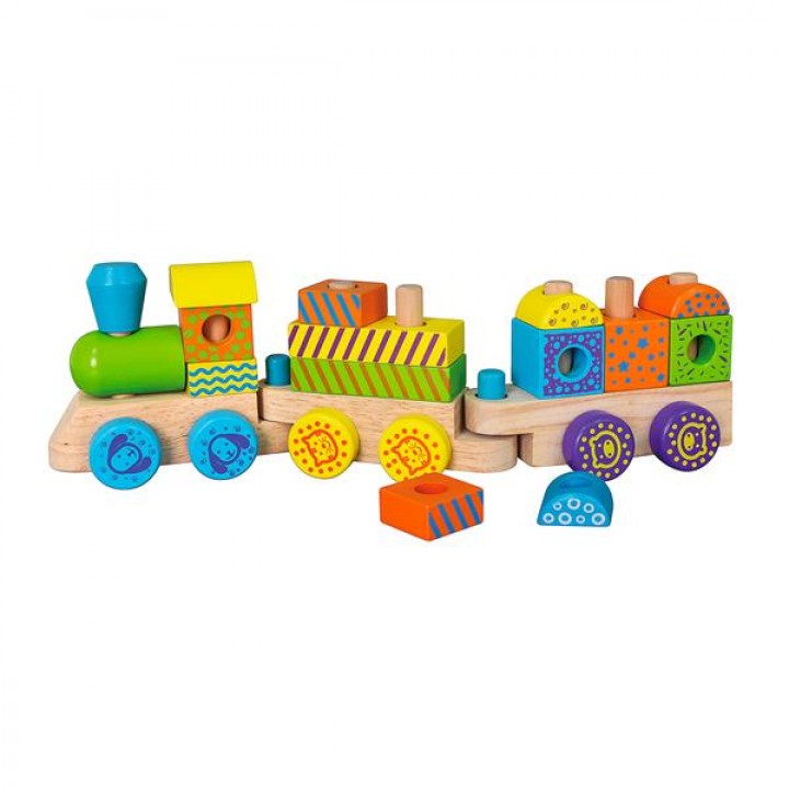 Дерев'яний поїзд Viga Toys Кубики (5057221)