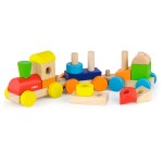 Дерев'яний поїзд Viga Toys Кольорові кубики (5161021)