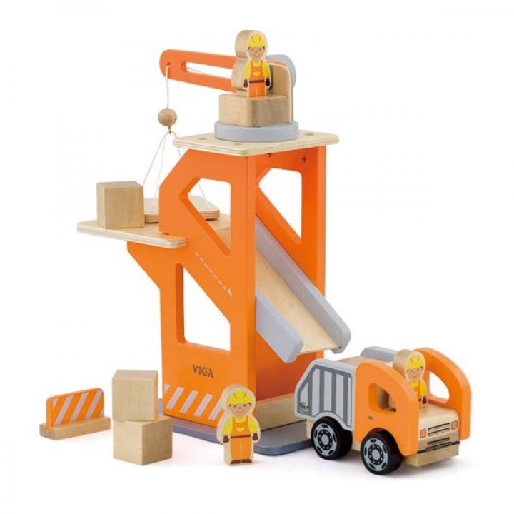 Дерев'яний ігровий набір Viga Toys Підйомний кран і самоскид (5161621)
