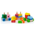 Дерев'яний поїзд Viga Toys Яскраві кубики (5053421)