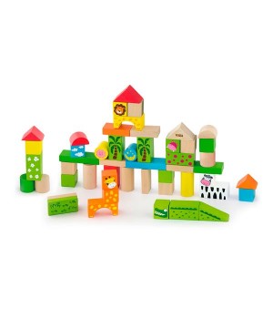 Дерев'яні кубики Viga Toys Зоопарк, 50 шт., 3 см (50286) (50286)