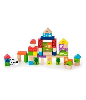 Дерев'яні кубики Viga Toys Ферма, 50 шт., 3 см (50285) (50285)