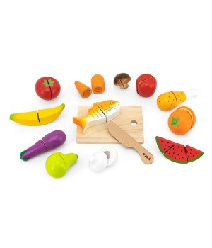 Набор игрушечных продуктов Viga Toys Нарезанная еда из дерева (44579)