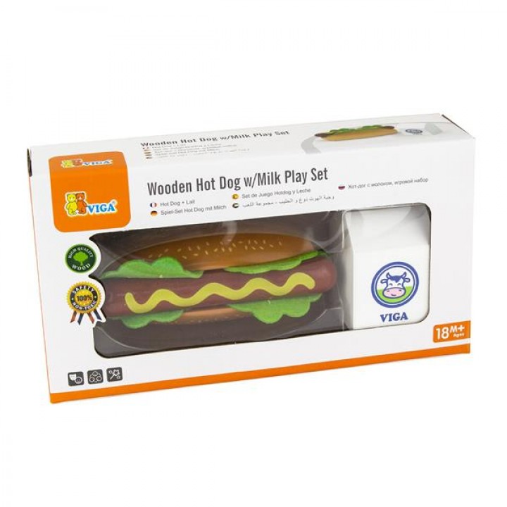 Іграшкові продукти Viga Toys Дерев'яні хот-дог і молоко (5160121)