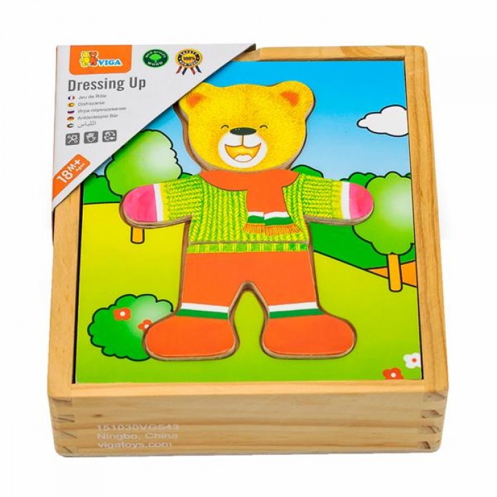 Дерев'яний ігровий набір Viga Toys Гардероб ведмедика (5640121)