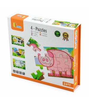 Набір дерев'яних пазлів Viga Toys Ферма 4 в 1, 48 ел. (5006921)