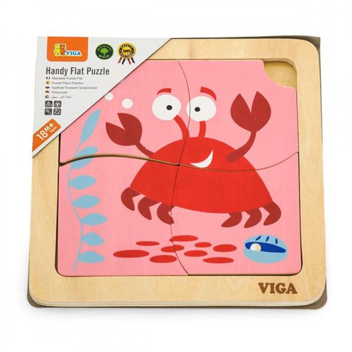 Дерев'яний міні-пазл Viga Toys Крабик, 4 ел. (5014621)