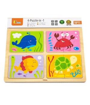 Дерев'яний пазл Viga Toys Море 4 в 1 (5019021)