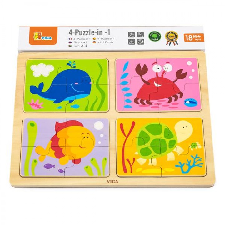 Дерев'яний пазл Viga Toys Море 4 в 1 (5019021)