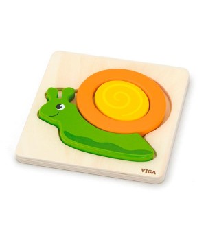 Дерев'яний міні-пазл Viga Toys Равлик (5993121)