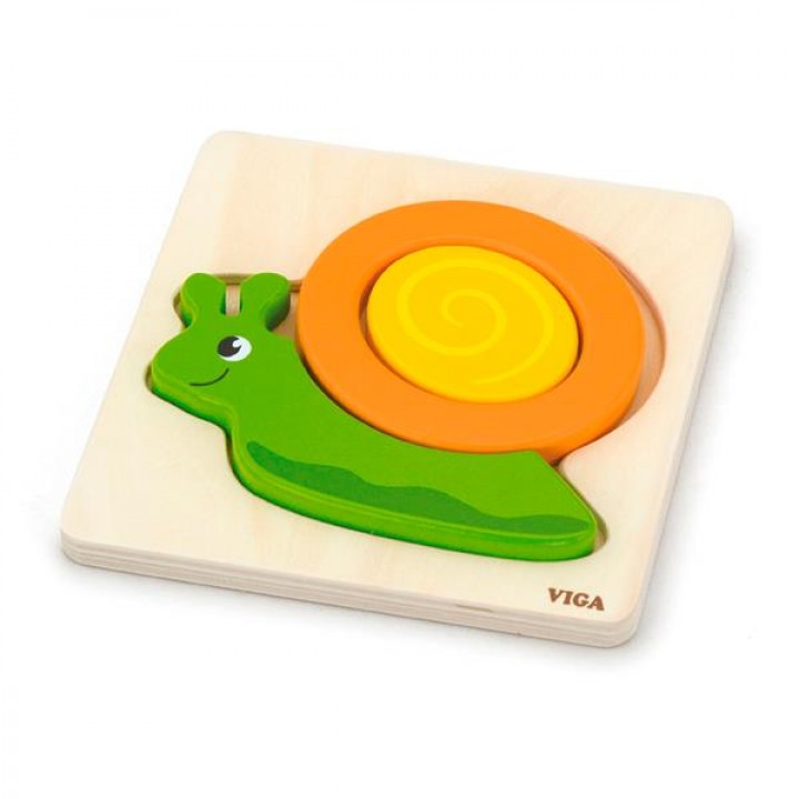 Дерев'яний міні-пазл Viga Toys Равлик (5993121)