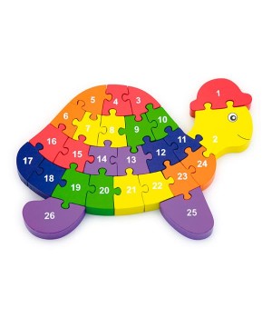 Дерев'яний пазл Viga Toys Черепаха по літерах і числах (5525021)