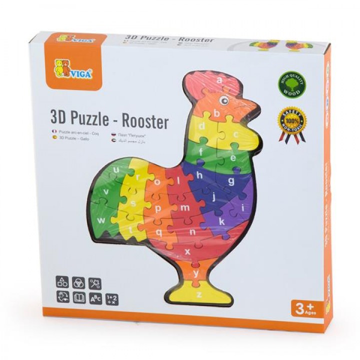 Дерев'яний пазл Viga Toys Півник по літерах (5524421)