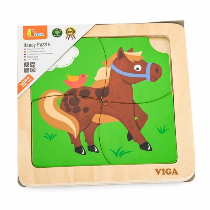 Дерев'яний міні-пазл Viga Toys Коник, 4 ел. (5131221)