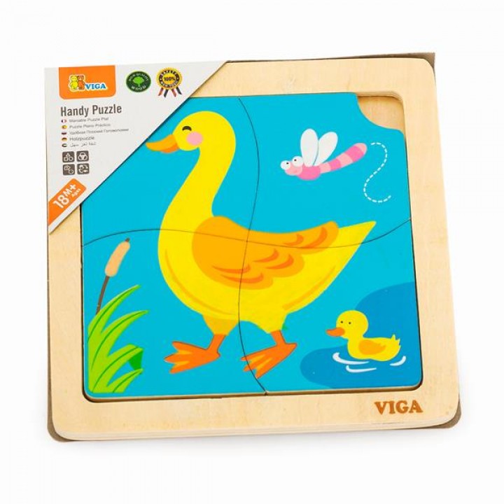 Дерев'яний міні-пазл Viga Toys Качечки, 4 ел. (5131421)