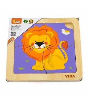 Дерев'яний міні-пазл Viga Toys Лев, 4 ел. (5131621)