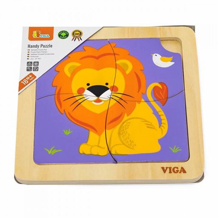 Дерев'яний міні-пазл Viga Toys Лев, 4 ел. (5131621)