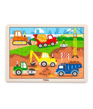 Дерев'яний пазл Viga Toys Будівельна техніка, 24 ел. (5146321)