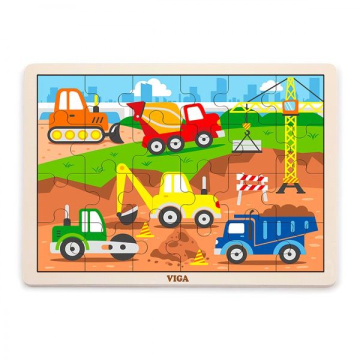 Дерев'яний пазл Viga Toys Будівельна техніка, 24 ел. (5146321)