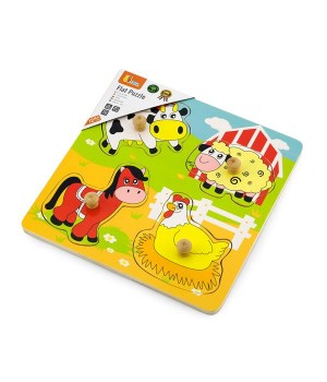 Дерев'яна рамка-вкладиш Viga Toys Мешканці ферми (5956221)